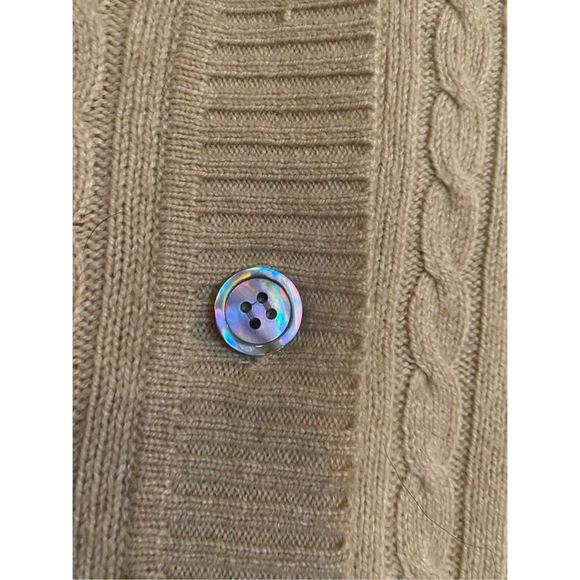 Mina Molinari Italy Wool Cashmere Beige Tan Knit Cardigan Size Large, MSRP $250+ - Picture 9 of 11